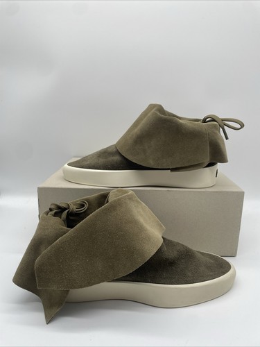 Scarpe uomo Fear Of God Moc basse scamosciate bicolore cachi cervo UK 9 EU 43 BNWB