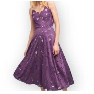 Vestido midi de encaje festoneado Anthropologie Moulinette Souers talla 2 - Imagen 1 de 8