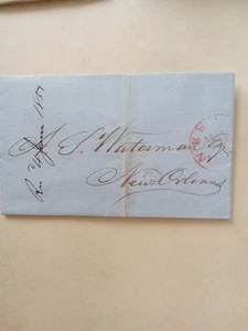 M64# Old 1857 New York Stampless Letter - Picture 1 of 4