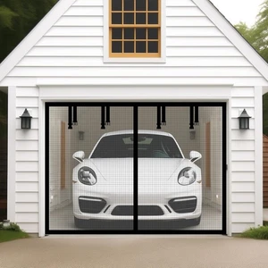 Magnetic Garage Door Screen for 1 Car 9X7 Ft Single Garage Door Mesh Screen Curt - Picture 1 of 4