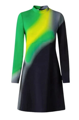 Nuevo vestido recto estampado discoteca Akris Punto, forrado $1,490 12 EE. UU. Foto 1 de 4