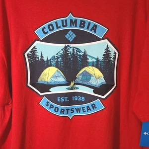 Columbia Sportswear T-shirt Mountains Camping Red Crew Neck Men's Size XL New - Picture 1 of 5