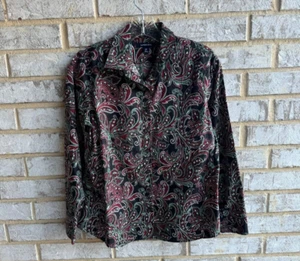 Lands' End Multi Paisley Long Sleeve No Iron Button Up Shirt Women's Size 6P. - Picture 1 of 7