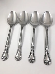 PLANTATION by Wallace Silver floral 4 Soup spoons Stainless Steel Flatware - Picture 1 of 5