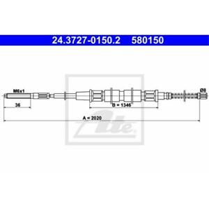 ATE Cable de Freno de Mano Trasero Apto para VW Caddy I 14 24.3727-0150.2