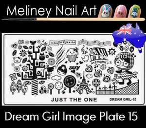 Dream Girl 15 Stamping Nail Art Image Plate Design Rectangle XL Stencil metal - Foto 1 di 3