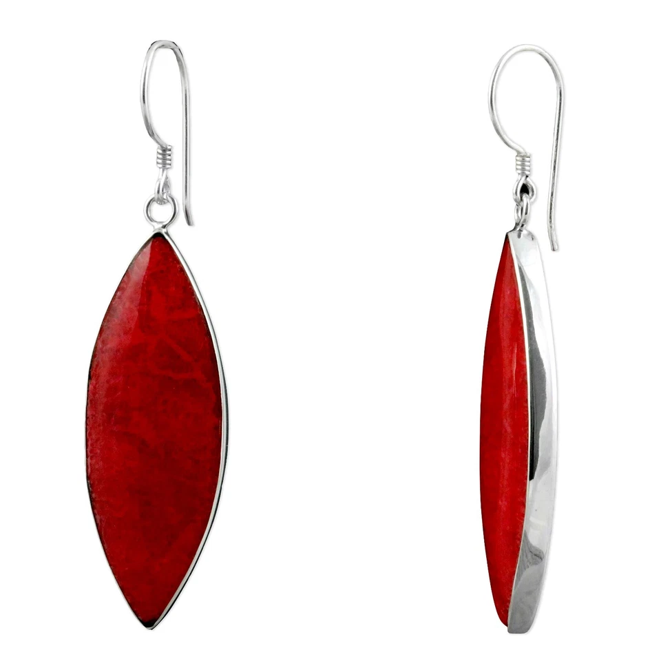Edle 5,5cm lange Damen Ohrringe Hänger 925er Silber Schmuck Rote Steine SER367 - Bild 1 von 1