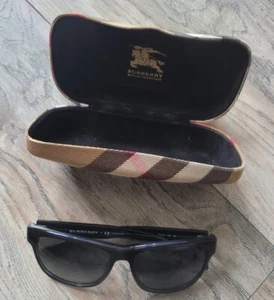 Burberry Sunglasses Eyeglasses Hard Dark Blue? Black Case Pre-Owned *Flaw - Picture 1 of 11