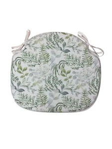 Green & Grey Floral Large Spindle Back Tie-On Seat Pad. Garden/Kitchen/Dining - Picture 1 of 5