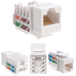 50 pcs Cat6 Punchdown Keystone Jack White 45 Degree Angle Ethernet Network PACK - Picture 1 of 10
