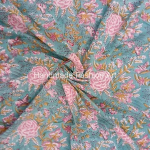 Indian Hand-block Fabric Scraps Pack for Crumb/Scraps Quilting 100% Cotton 1 Mtr - Picture 1 of 82