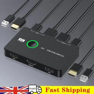 HD KVM Devices Equipment USB KVM Selector USB Switcher Splitter for 2 PC Sharing - Afbeelding 1 van 12