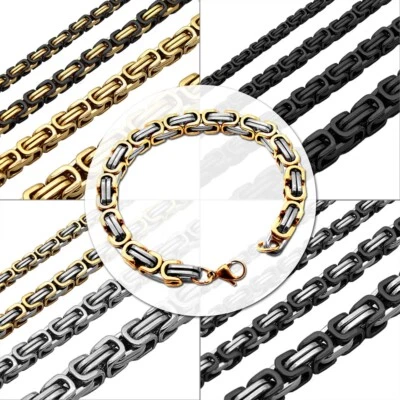 TUMUNDO Set bracciale acciaio inox con catena reale catena a maglie uomo massiccia catena corazzata