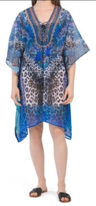 LA MODA Luxe Cat Caftan Beach Cover-up (size OS) NWT Blue sheer - Picture 1 of 2