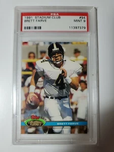 1991 Stadium Club Brett Favre Farve RC graded PSA 9 card #94 - Picture 1 of 2