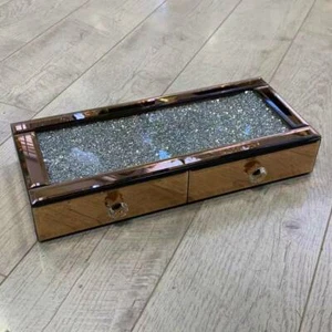 Mirrored crushed diamond floating wall shelf drawer sparkle wall gold Crystal - Picture 1 of 1