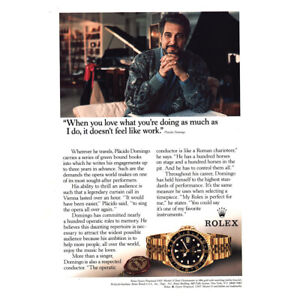 1995 Rolex Oyster Watch: Placido Domingo Vintage Print Ad