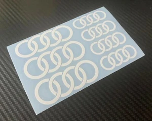 7 Audi Rings Decal Sticker Vinyl Caliper Brake White Heat Resistant  - Picture 1 of 2