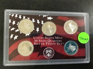 2004-S Texas Statehood Silver Quarters DCAM Impaired Proof Lot of 5 Coins - Picture 1 of 9