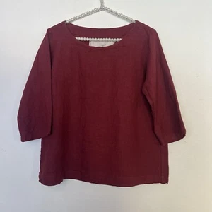 Not Perfect Leinenbluse Strukturnaht Kastig Cropped Rot XS - Bild 1 von 5