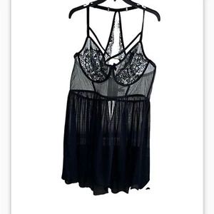 Torrid Lace Mesh Underwire Babydoll Sexy Chemise Sz 4X black - Picture 1 of 7