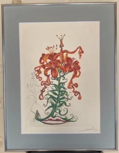 Salvador Dali - Flora Dalinae " Tiger lilies " Etching Arches Signed Framed 1972 - Picture 1 of 10