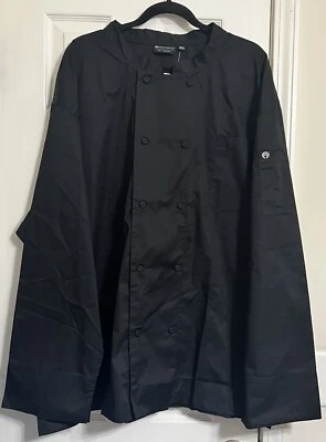NEW CHEF WORKS JLLS BLACK PLUS SIZE 4X LONG SLEEVE BUTTON UP COOK UNIFORM - Image 1 of 4