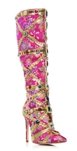 AZALEA WANG Confident Floral Satin Pink Brocade Embellished Stiletto Heel Sz 12 - Picture 1 of 5
