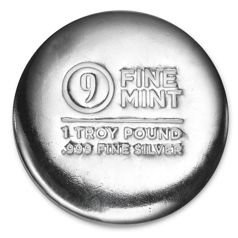 1 Troy Pound Cast-Poured Silver Round - 9Fine Mint Cover