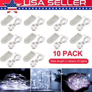 10pcs 2M 20led Fairy String Lights Button Cell Powered Copper Wire Mini Light - Picture 1 of 12