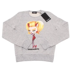 7015O Felpa grigia bimba DSQUARED2 cotone manica lunga maglie t-shirts kids - Picture 1 of 4