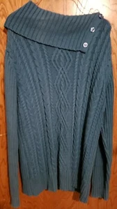 Vintage Damen Covington Pullover Wasserfallausschnitt einfarbig blau Größe Large Knopfkragen - Bild 1 von 10