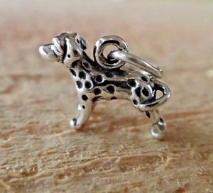 Sterling Silver 3D Tiny 10x14mm with Spots Dalmatian Dog Charm! - Picture 1 of 2