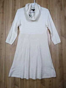INC International Concepts Ivory Buttercream Cowl Knit Sweater Dress Size Large - Picture 1 of 10