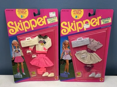 2 trajes de moda adolescentes de moda vintage 1990 Skipper #774 sin usar, en caja con radios Boom Box Foto 1 de 4