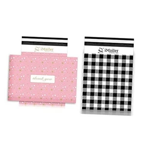 Poly Mailers 10''x 13'' Black Plaid 100 Pcs + Pink Polka Dot 100 Pcs Package - Photo 1/8