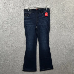 Spanx Jeans Womens Large Blue Denim Flare Midnight Shade Stretch Pull On Ladies - Picture 1 of 13