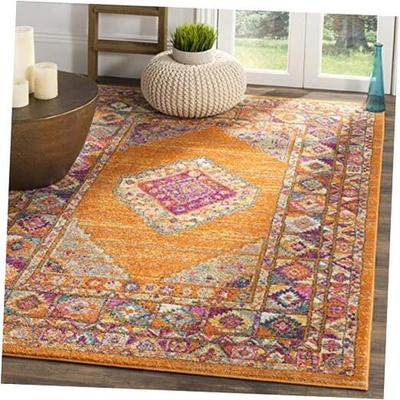  Madison Collection Area Rug - 6' x 9', Orange & Fuchsia, Boho Chic Medallion  - Image 1 of 4