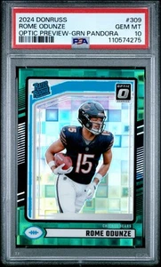 2024 Donruss #309 Rome Odunze Optic Green Pandora /25 PSA 10 Rc Rookie SSP - Imagen 1 de 2