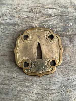Old Japanese WWII Brass sword tsuba - Image 1 of 4