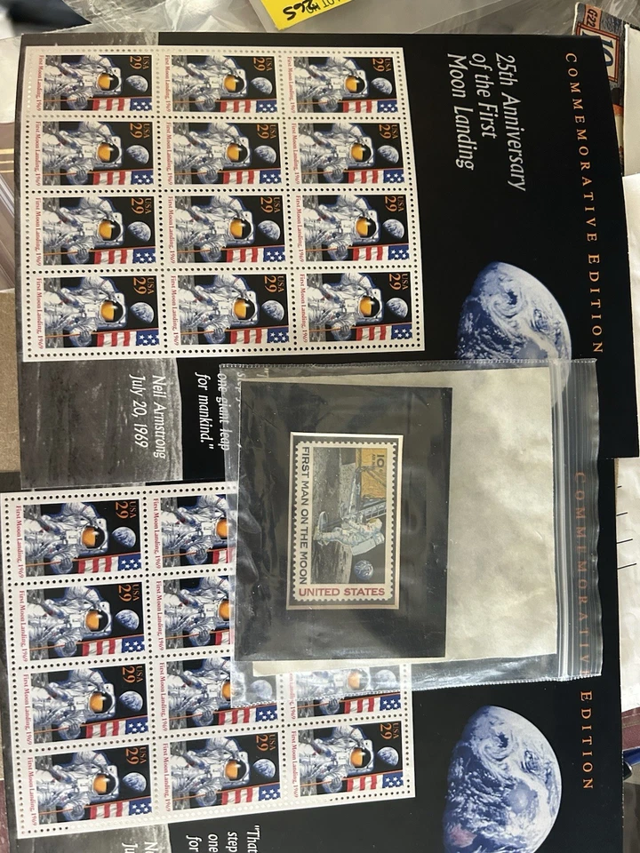Stamps Collection Moon Landing New Uncanceled Sheet 2  Page One ￼ Fridge Magnet - Image 1 of 3