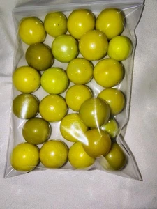 (Lot 25) Vintage .60 Inch 15mm Yellow/Avocado UV Marbles - Picture 1 of 4