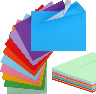 Pacote com 50 envelopes coloridos A7, 5x7 50 peças A7 (5x7), amarelo, laranja, verde, vermelho, rosa  - Imagem 1 de 4