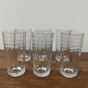 Vintage Water Glasses Block Optic Clear Tumbler RARE ~250 mL Set Of 6 Rare - Picture 1 of 9