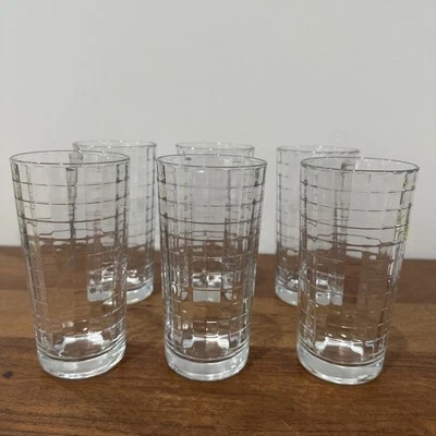 Vintage Water Glasses Block Optic Clear Tumbler RARE ~250 mL Set Of 6 Rare - Image 1 of 4