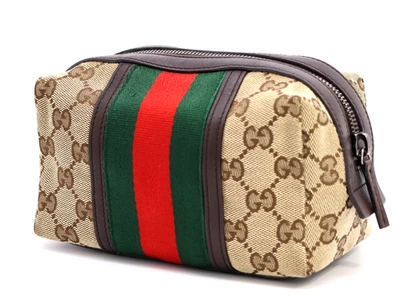 Gucci Cosmetic Pouch Purse Sherry GG Canvas 256636 Brown Authentic - Image 1 of 4