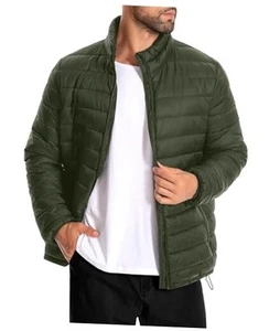 Men's Puffer Jacket Lightweight Winter Waterproof Windproof Stand Collar Full - Picture 1 of 5