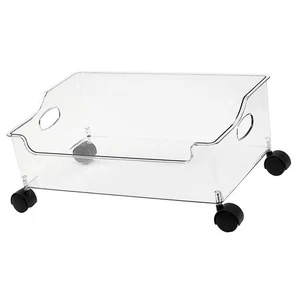 A Wheeled Storage Containers Plastic Transparent Under Desk Book Storage Box Wi - Picture 1 of 12
