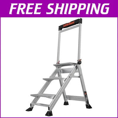 Jumbo 3-Step Foldable Stool Ladder with Tool Tray - 375 lb Capacity & Stability - Image 1 of 4