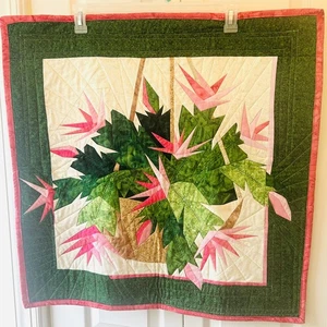Quilted Wall Hanging Hand Pieced Art Bird of Paradise with Hanging strip - Picture 1 of 7